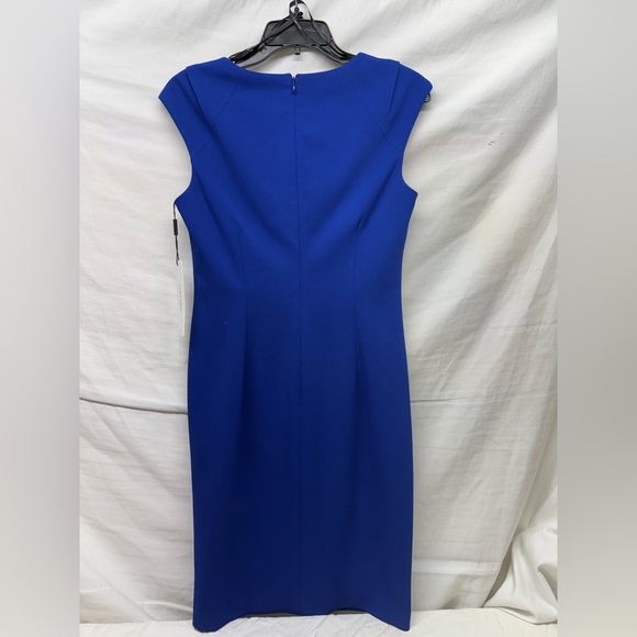 NWT Calvin Klein Royal Blue Midi Dress - Flattering Ruched side - Picture 2 of 8